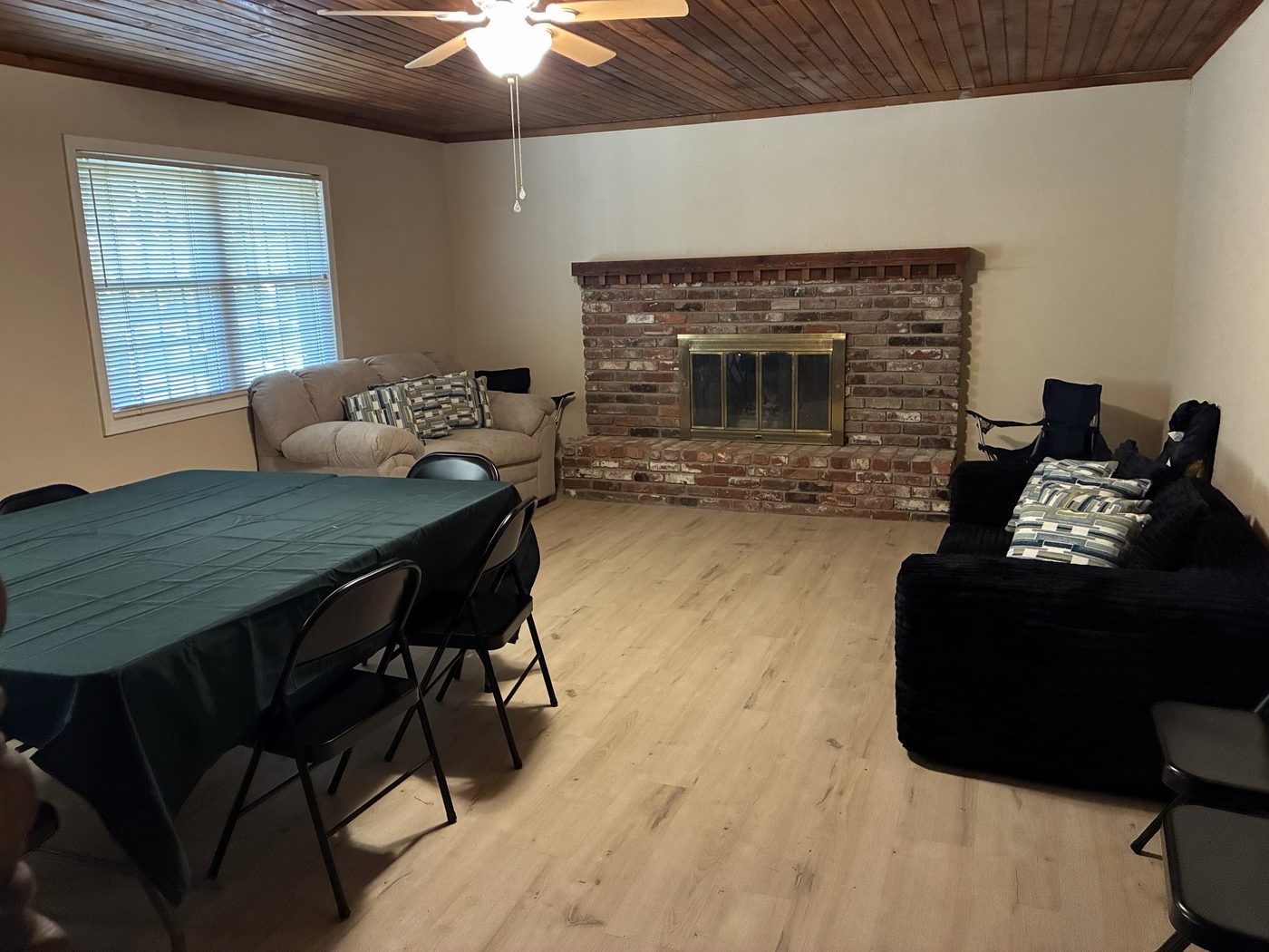 Gathering room with fireplace