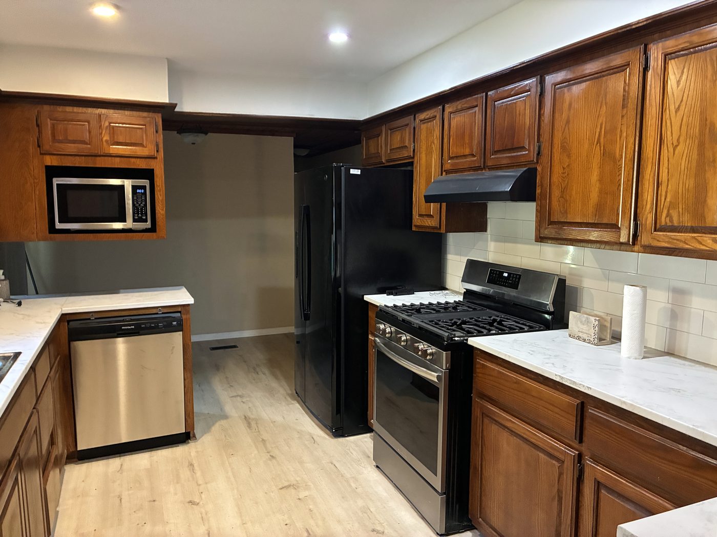 Kitchen with range